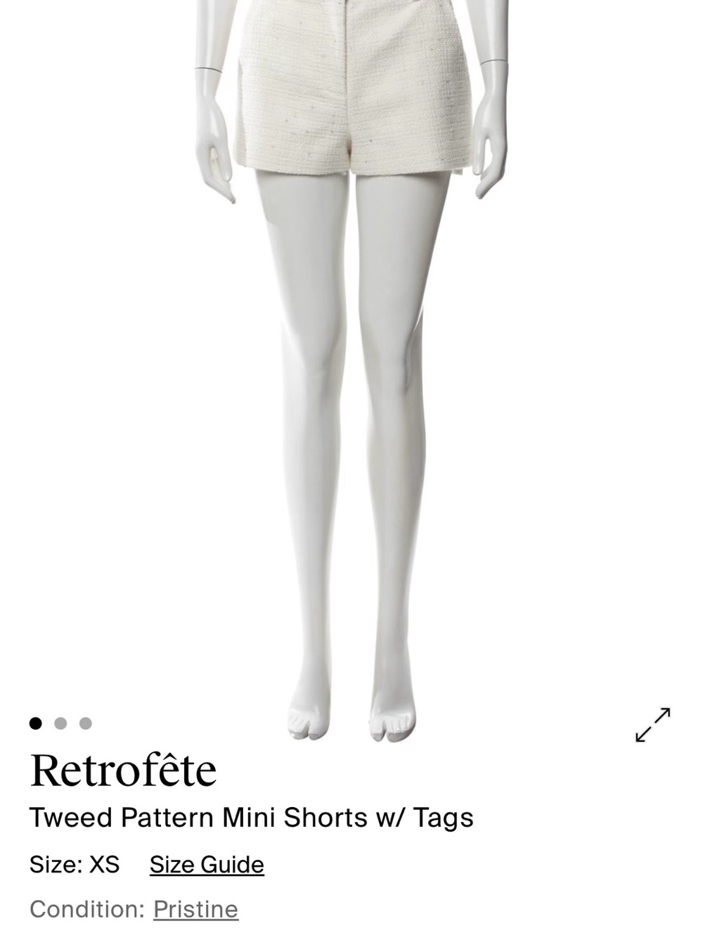 Retrofete Cream Tweed High-Waist Shorts